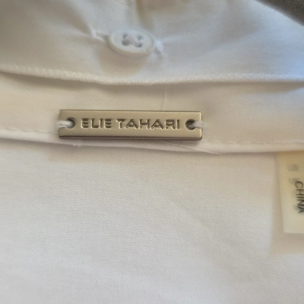 Elie Tahari White Dress w/Lace, Sequins, Rhinestones & Bead Accents. Size 2 - Picture 9 of 13